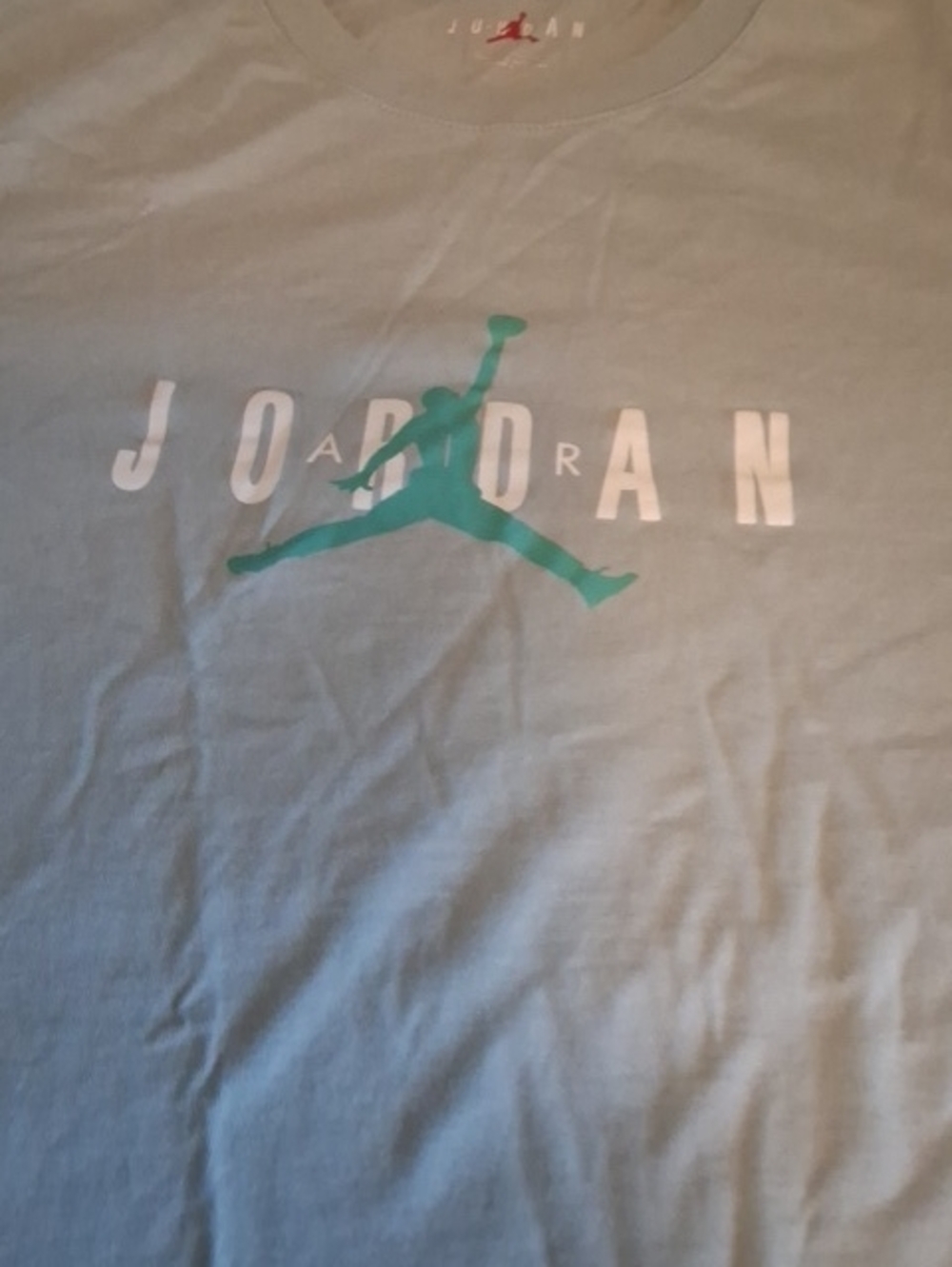 Jordan Light Blue Tee with Teal Jumpman and White Lettering